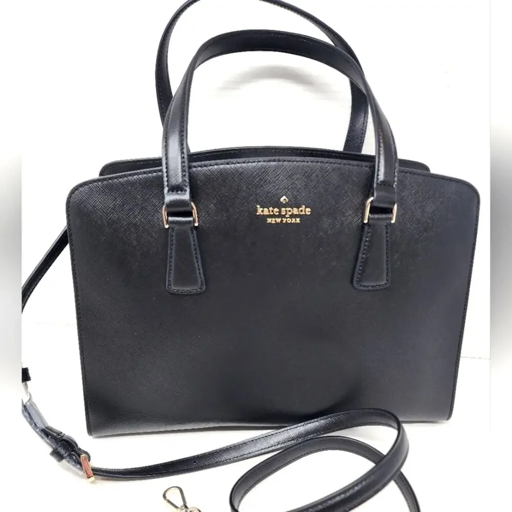 Kate Spade Black‎ Purse Satchel Med Gold Tone Hardware Leather Women's Bag NWT